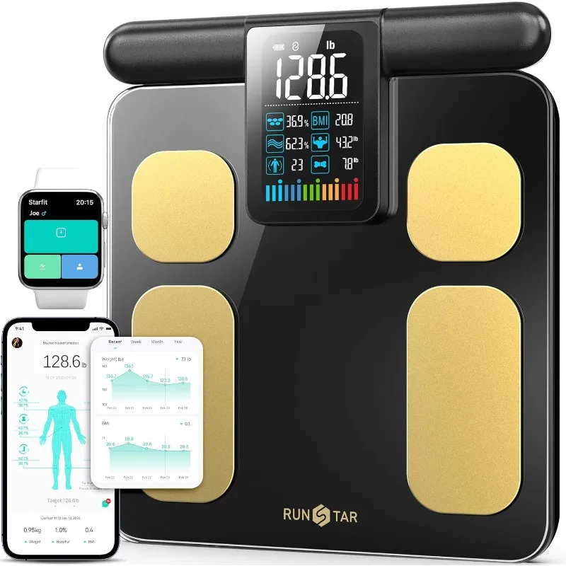 Runstar Scale for Body Weight and Fat Percentage, 8 Electrodes High Precision Digital Scale for BMI 20 Body Composition