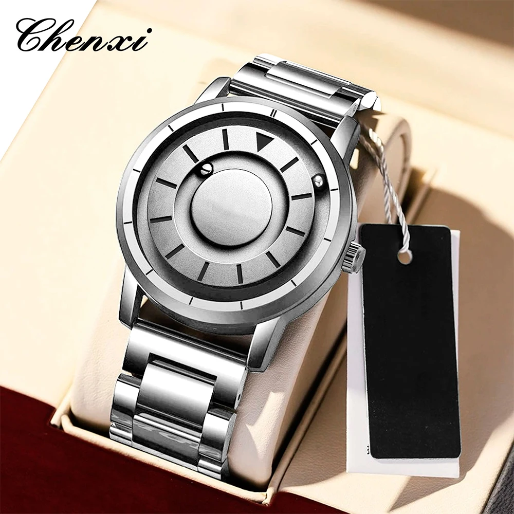 CHENXI Quartz Man Watch Creative Steel Ball Magnetic Levitation Metal Men Watches Solid Steel Band Wristwatch Male New