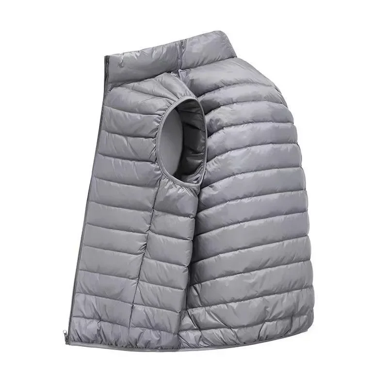 

Men's Winter Short down Sleeveless Vest Warm Stand Collar ZipperJacket Casual Fashion Quilted Cropped Coats Street OuterwearMALE