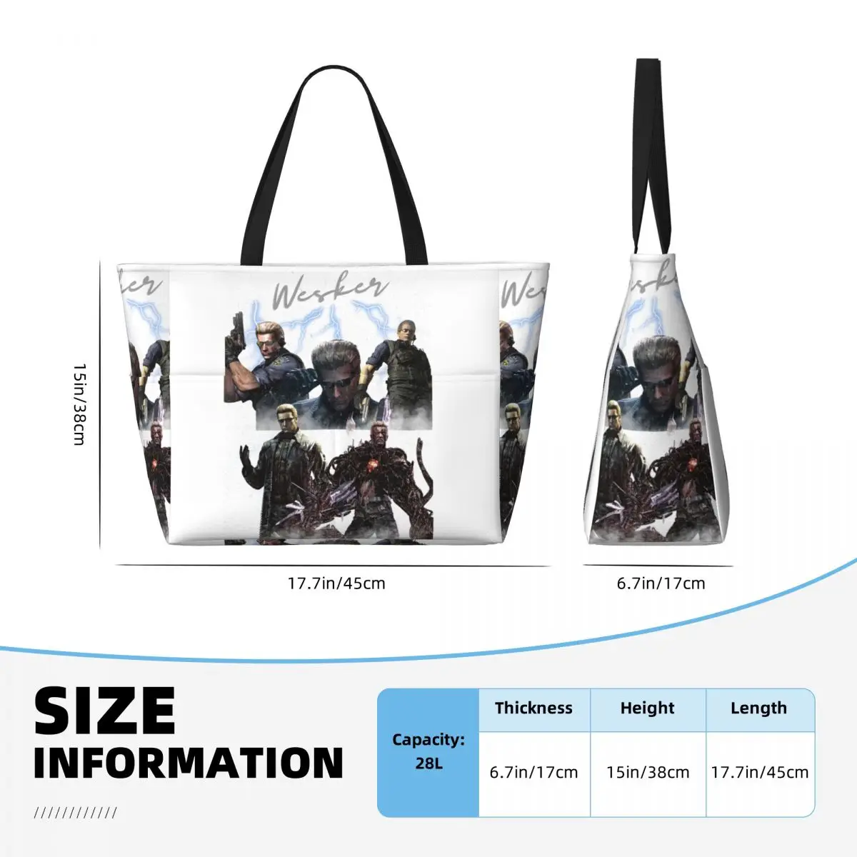 Albert Wesker Collage Beach Tote Bag Sport Gym Yoga Duffle Large Tote Bag Women Travel Bag Fitness bag