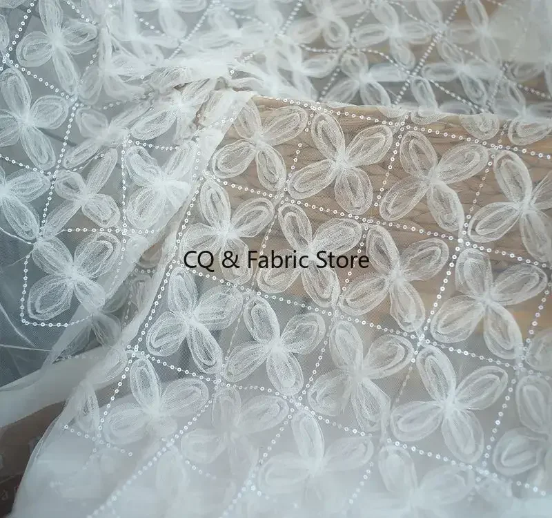 ثلاثي الأبعاد زهرة بيضاء مطرزة أقمشة الدانتيل DIY بها بنفسك الملابس فستان الزفاف الديكور الخياطة الملحقات #3