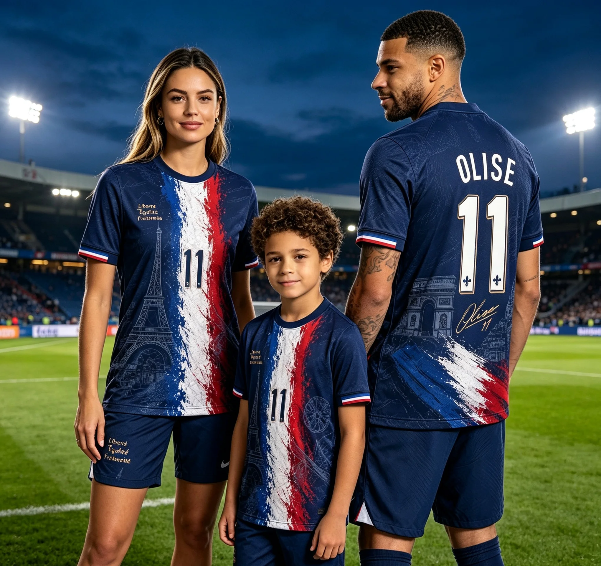 2026 New Summer No.11 Soccer Jersey, French Flag Graphic Fan Short‑Sleeve Sports Tee Tops For Men Women Kids