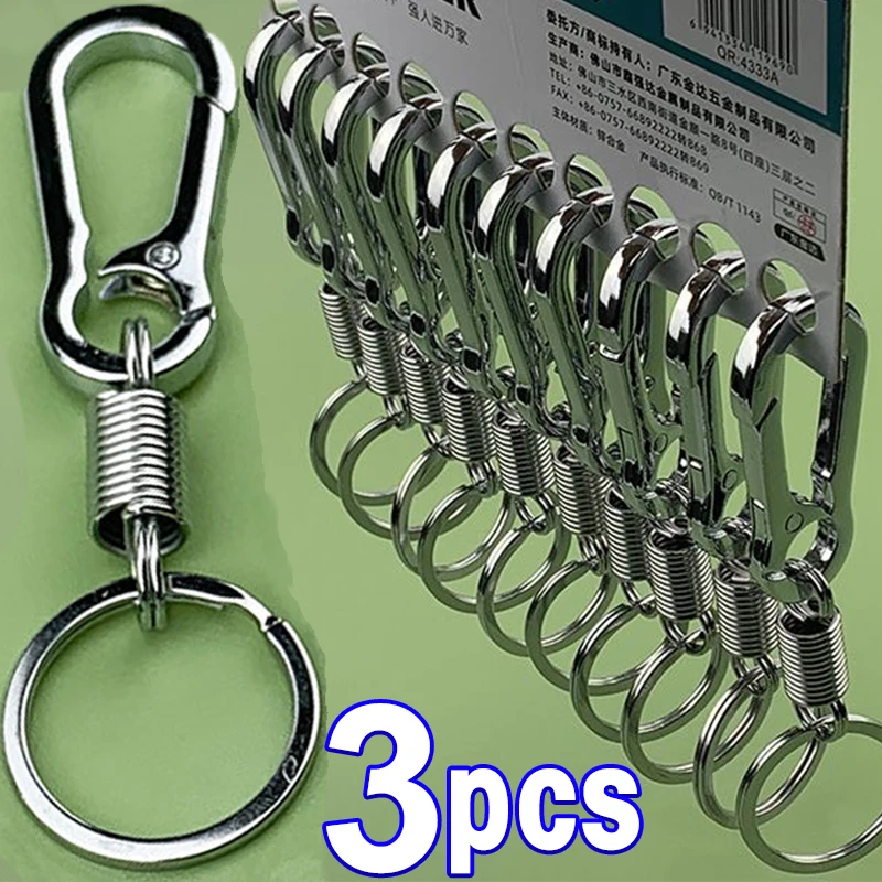 1/3pcs Retractable Spring Key Chain Stainless Steel Gourd Buckle Carabiner Keychain Waist Belt Clip Keyring Anti-lost Buckle