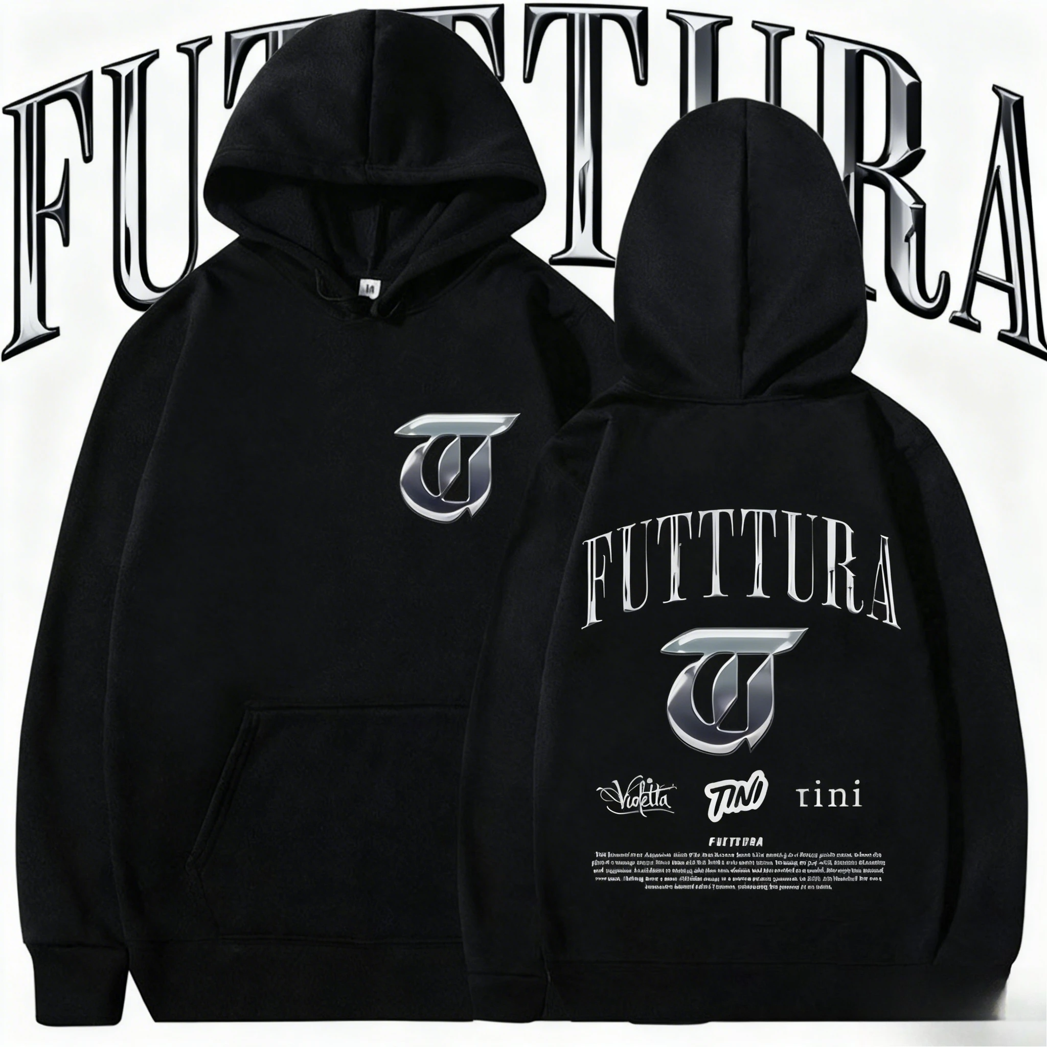 ألبوم رحلة المستقبل TINI STOESSEL: يمكن للرجال والنساء كاجوال 2025-26 خريف/شتاء 100% قطن خالص مطبوع فضفاض بقلنسوة