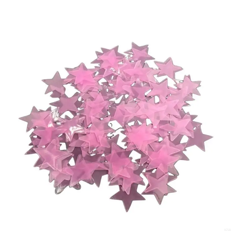 97qd 100pcs 어두운 밝은 플라스틱 스타 벽 스티커 어린이를위한 아기 침실 천장 및 벽 장식
