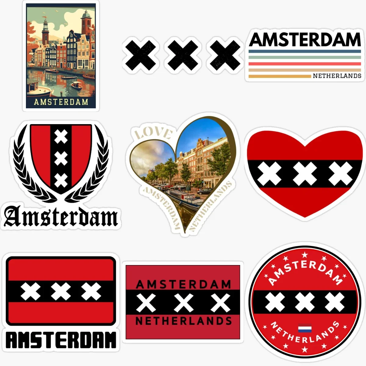 

Amsterdam Flag Emblem Creative PVC Car Stickers for Car Motorcycle Off-road Helmet Window Fridge Wall Decoration Accessories