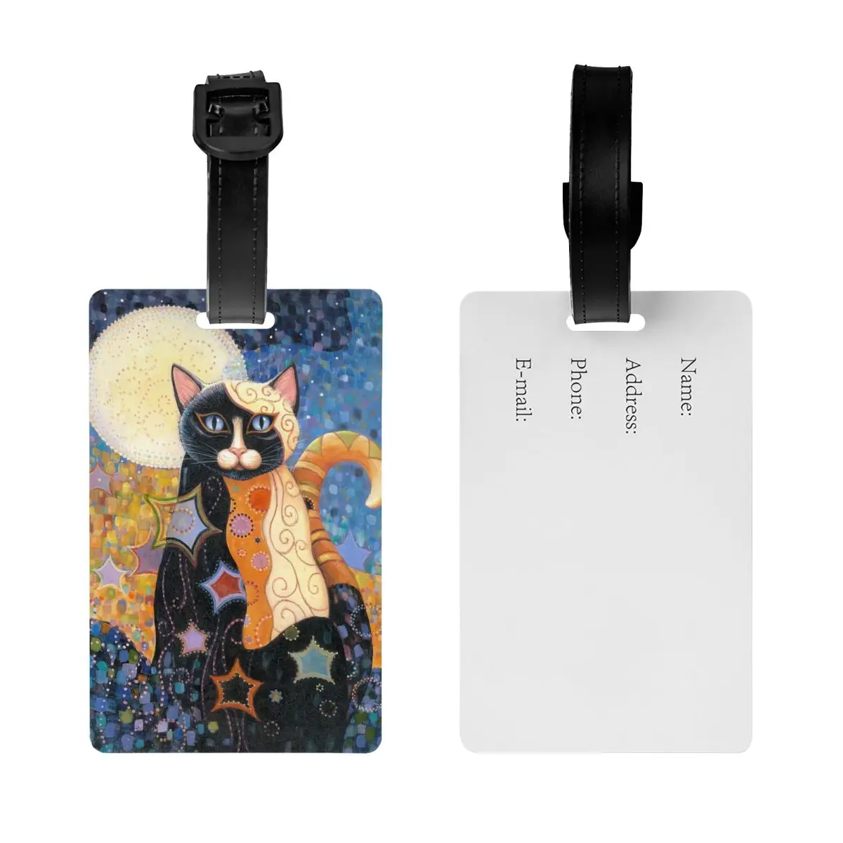 Clássico Pintura a Óleo Gustav Klimt Gato Klimt Bagagem Tags para Malas, Privacidade Animal Abstrato, Nome Cartão de Identificação