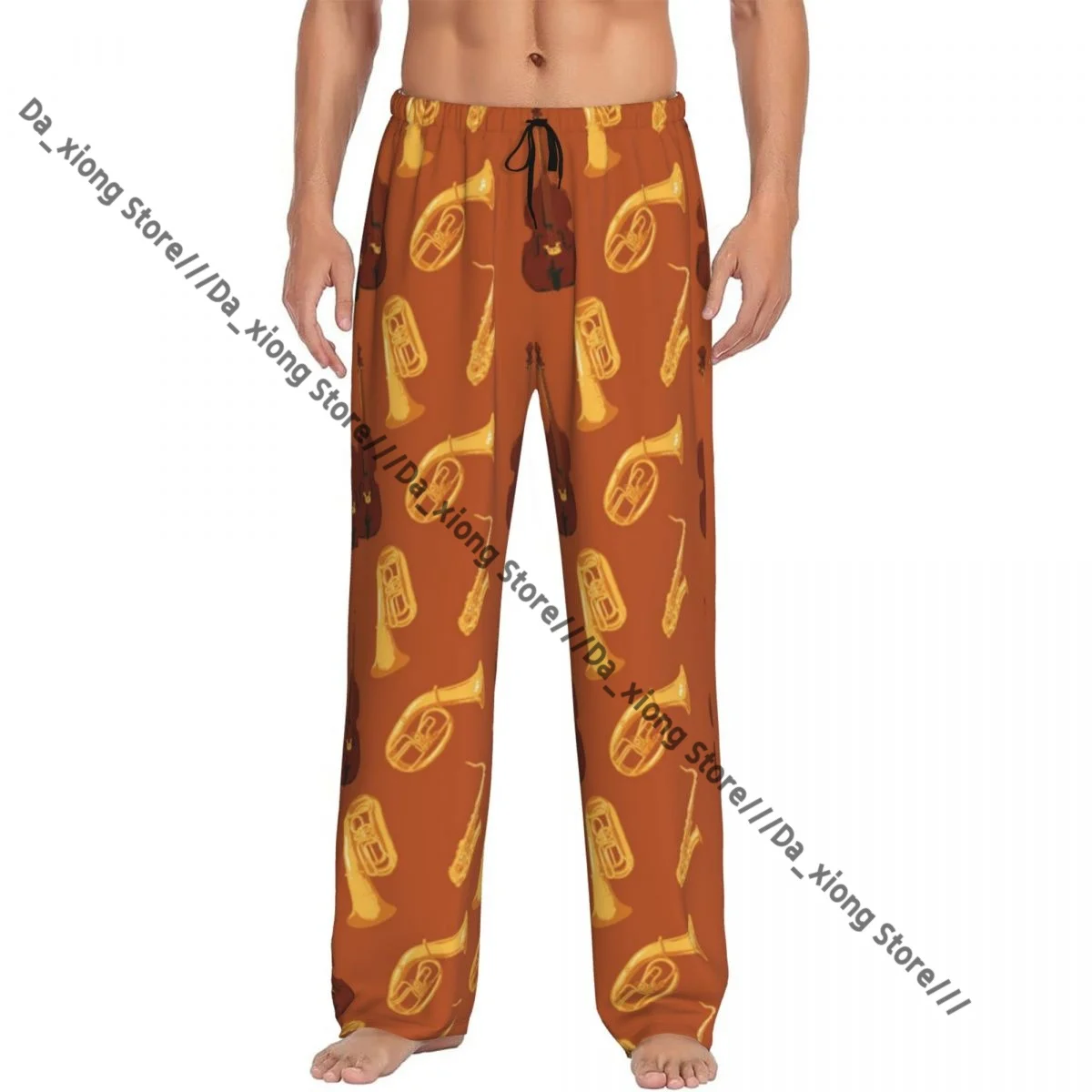 

Men Sleep Bottoms Male Lounge Trousers Men's Different Wind And String Musical Instruments Pajama Pants