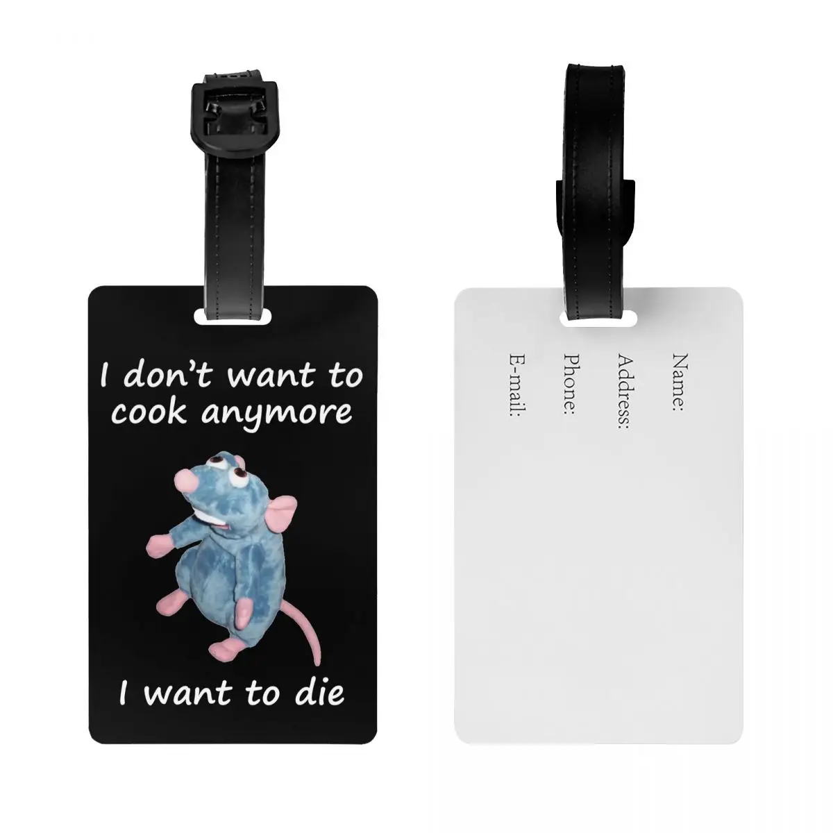 Custom Funny Ratatouille Remy Meme Luggage Tag Custom Baggage Tags Privacy Cover Name ID Card