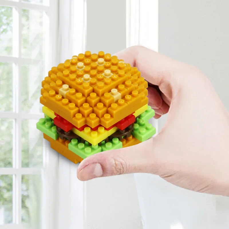 Mini Fast-Food-Bausteine DIY Food Burger Pommes Pizza Hot Dog Wein 3d Modell Montage Ziegel Kinder Lernspiel zeug Geschenk