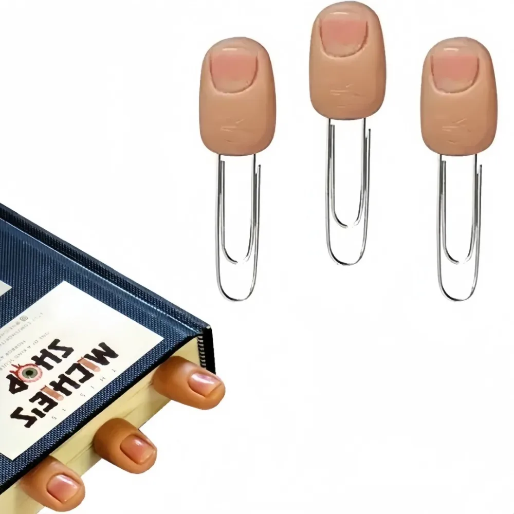 

1 Set Funny Finger Paperclip Bookmark Set Stainless Steel Resin paper clip for Halloween Office Bookmark Horror Decoration Gift