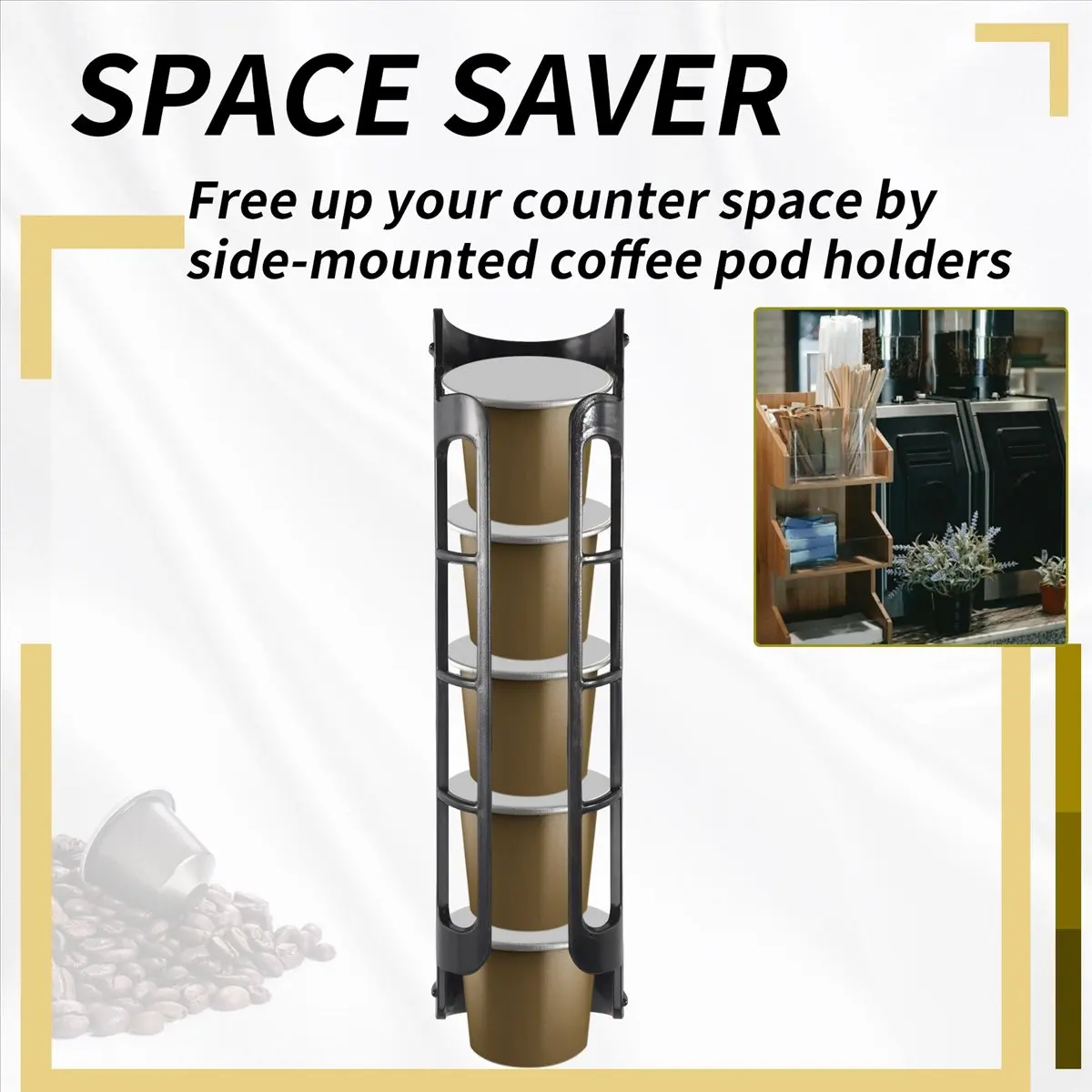 *A02R 2 قطعة حامل كبسولات القهوة حامل جانبي لموزع كبسولات الأكواب K لصانعي القهوة ذات الخدمة الواحدة باللون الأسود #5