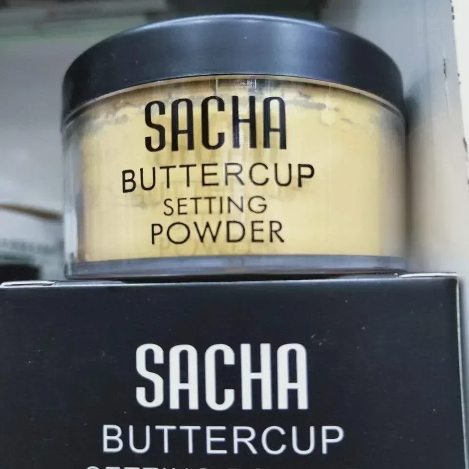 بودرة Sacha Buttercup المكونة من الزيوت، خافي عيوب الوجه، لمسة نهائية مغذية، بودرة أساس سائبة، مكياج يدوم طويلاً