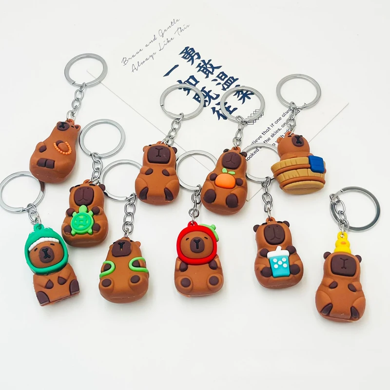 Cute Capybara Keychain Holiday Gifts Car Keys Anime Accessories Creative Bag Pendant Kawaii Car Keys Keyrings Car Interior