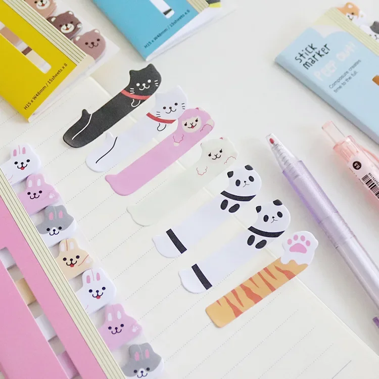 Kawaii Penguin Cat Panda Memo Pads notas adhesivas índice publicado planificador estudiante papelería escuela suministros de oficina