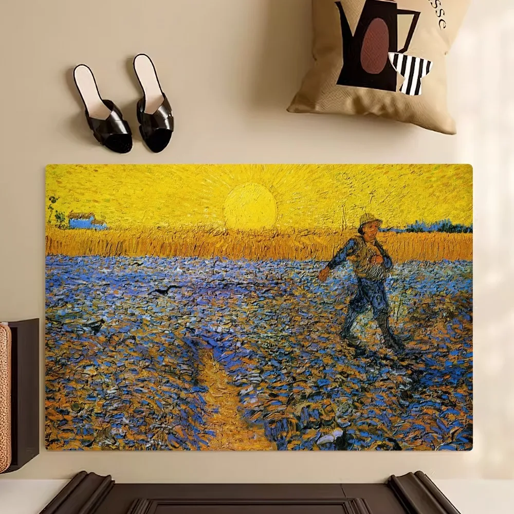 Vincent Van Gogh The Starry Night Floor Mat Bedroom Kitchen Door Bath House Super Absorbent Foot Non-slip