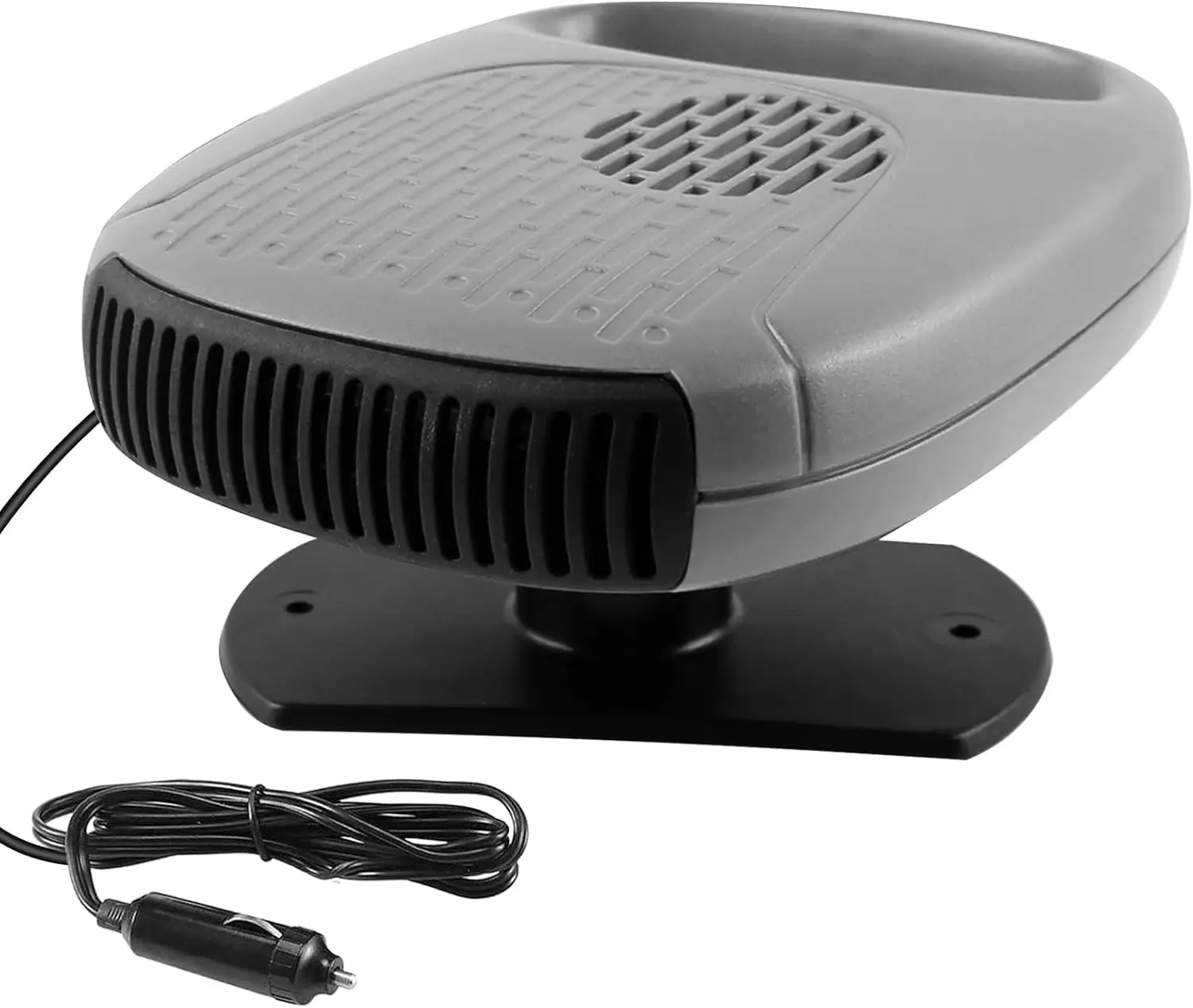 

Автомобильный обогреватель 12 В, 360° ° Вращающийся, размораживатель лобового стекла, подключаемый прикуриватель, серый