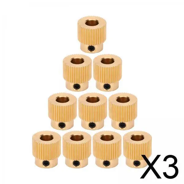 

3x 10 штук Приводные колеса для экструдера 3D-принтера, 40 зубьев, латунные, для филамента 1,75 мм и 3 мм