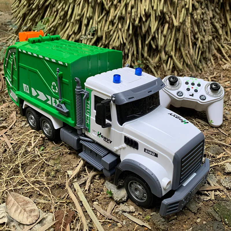 

2.4G RC Dump Truck 1:12 Remote Control Sanitation Vehicle Remote Control Garbage Truck Toy with Light Sound Christmas Gifts