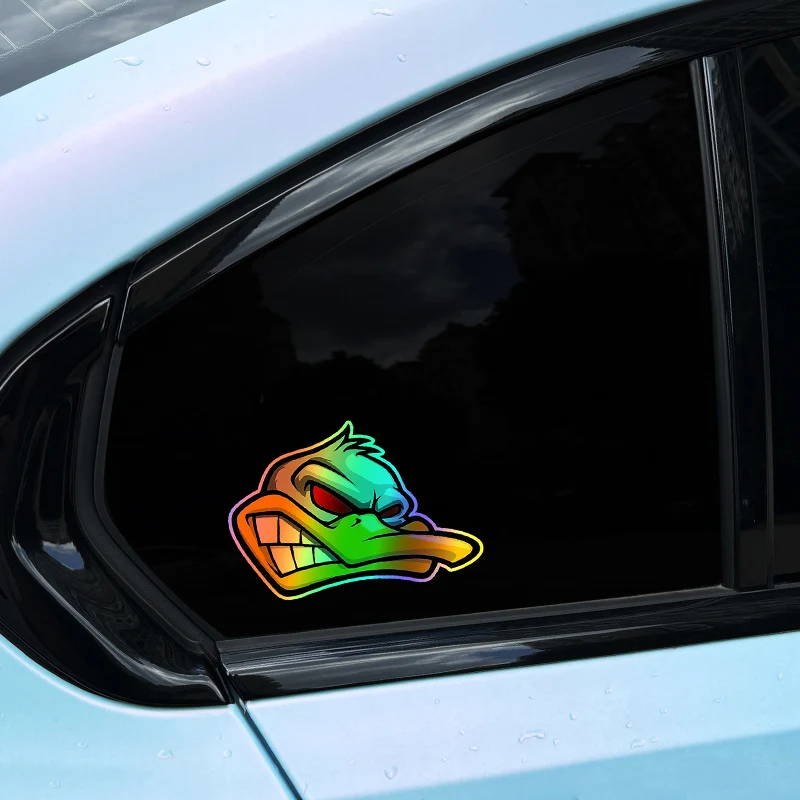 1 unidad de pegatinas divertidas de dibujos animados con cabeza de pato enojado para motocicleta, pegatinas para Scooter, pegatinas de vinilo para tanque de combustible de motocicleta, pegatinas exteriores para coche