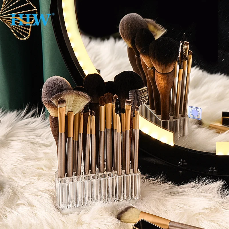 PS acrylic porous makeup brush storage rack, eyebrow pencil, high transparency pen holder storage box