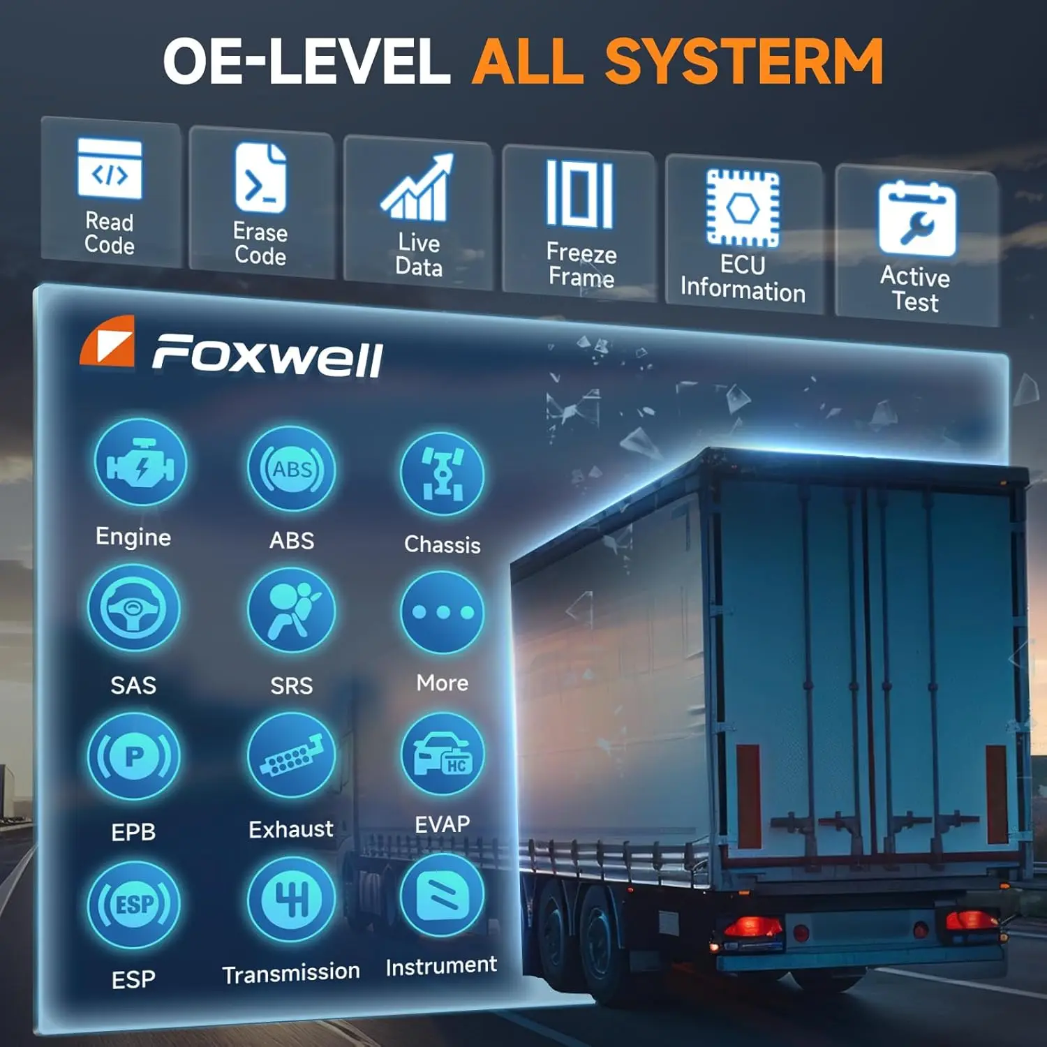 FOXWELL HD500 الماسح الضوئي للشاحنة الثقيلة DPF Regen حاقن انقطاع الحد إعداد جميع نظام الديزل أداة مسح تشخيص السيارات