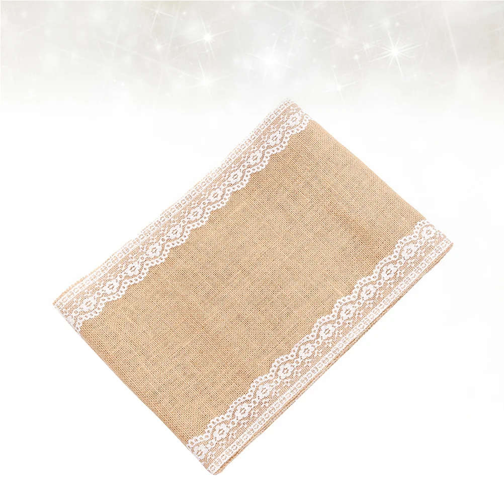 DIY Table Cloth Lace Jute Table Cover Party Desk Cover Handmade Craft for Wedding (30x275cm) lace tablecloth