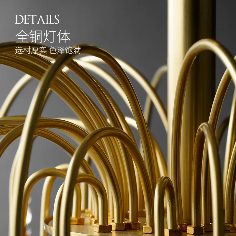 تصميم غرفة المعيشة الفرنسية مصباح من طراز قديم الفن زجاج الماء جميع الثريا النحاسية مطعم غرفة نوم مصباح غرفة الأميرة