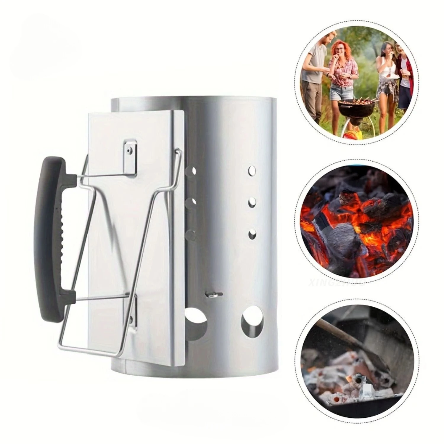 

Chimney Starter Stainless Steel Portable Efficient Charcoal Starter Barrel for Barbecue Camping Picnic Charcoal Chimney Starter