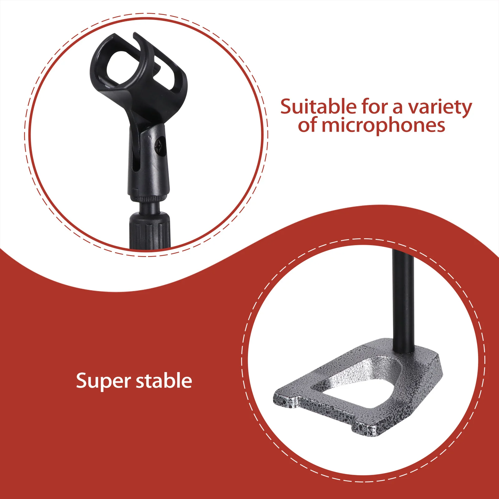 

1Set Metal Base Desktop Microphone Stand Adjustable Mic Holder Mount for Radio Studio Broadcast Recording Table Mic Stand