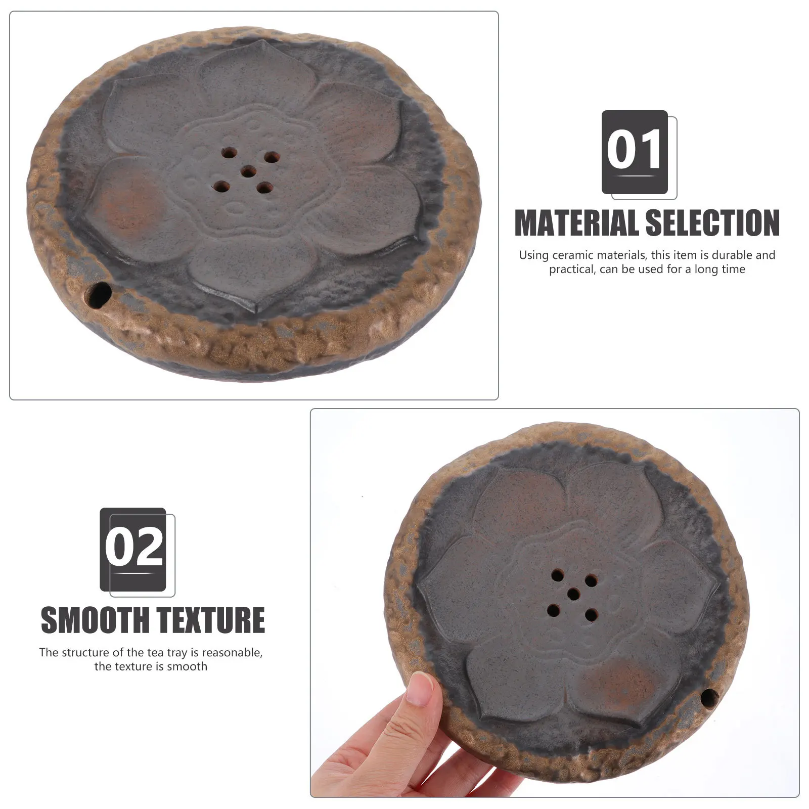 

Сырой керамический поднос для чая в китайском стиле в стиле ретро с узором лотоса, слив для воды, тарелка для чашки, поднос для хранения, коврик для чайника