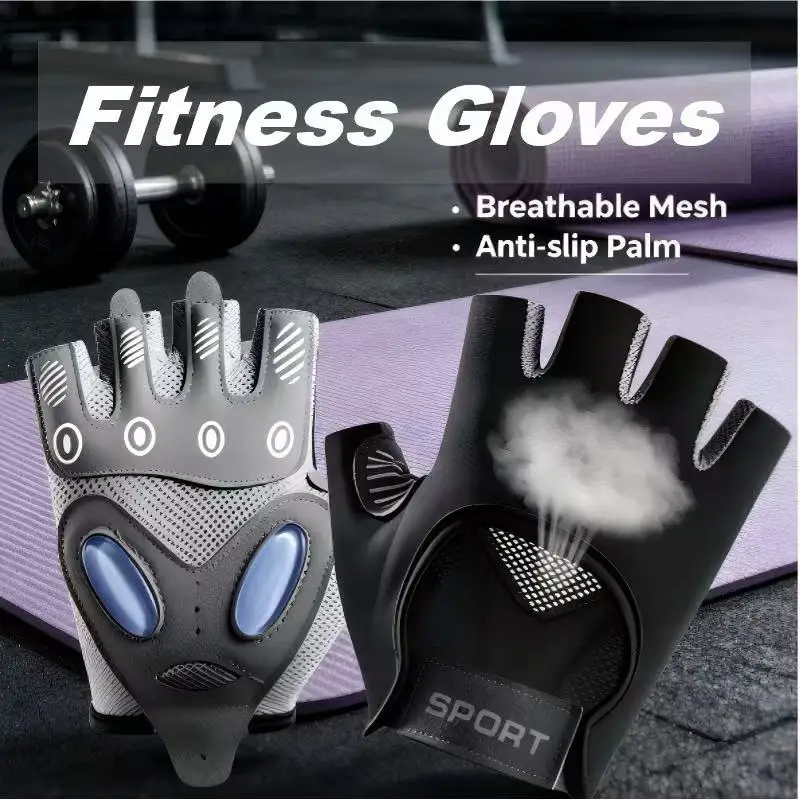 Unisex Atmungsaktive Halbfinger-Fahrradhandschuhe Rutschfest Verschleißfest Stoßdämpfend für MTB Klettern Wandern Fitness Outdoor-Sport