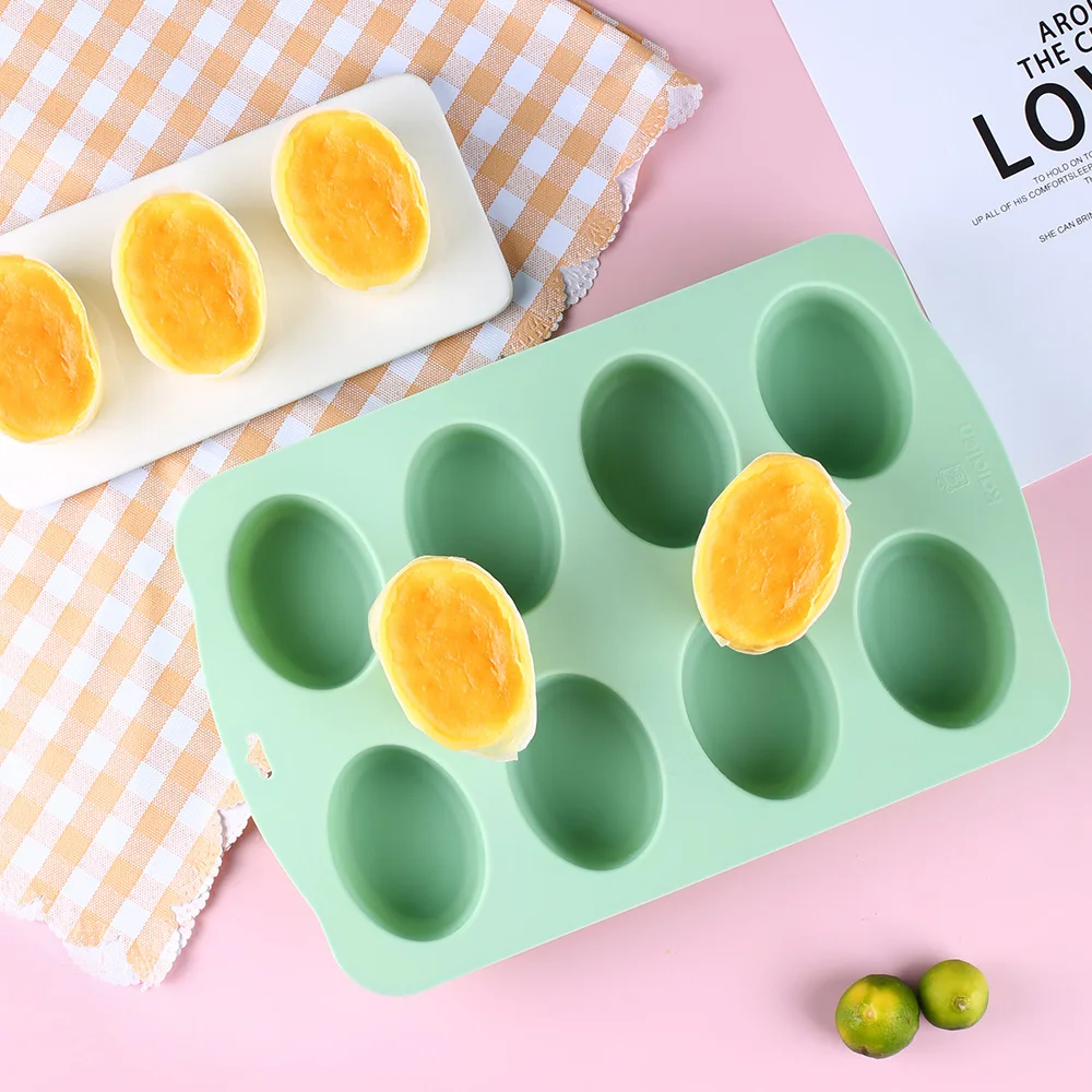 

Овальная силиконовая форма для выпечки торта с 8 полостями, форма для мусса «сделай сам», форма для сырного торта, полузавернутая форма для торта с сыром, легко снимается