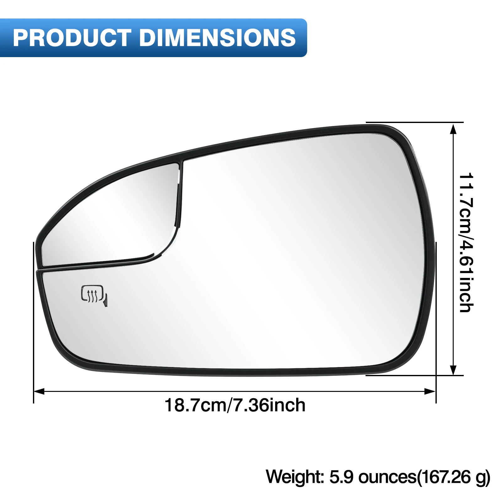 Rétroviseur Latéral de Porte Droite en Verre Transparent, Accessoires de Voiture Extérieurs Asphpopularité pour Ford kt2013-2020 Version USA