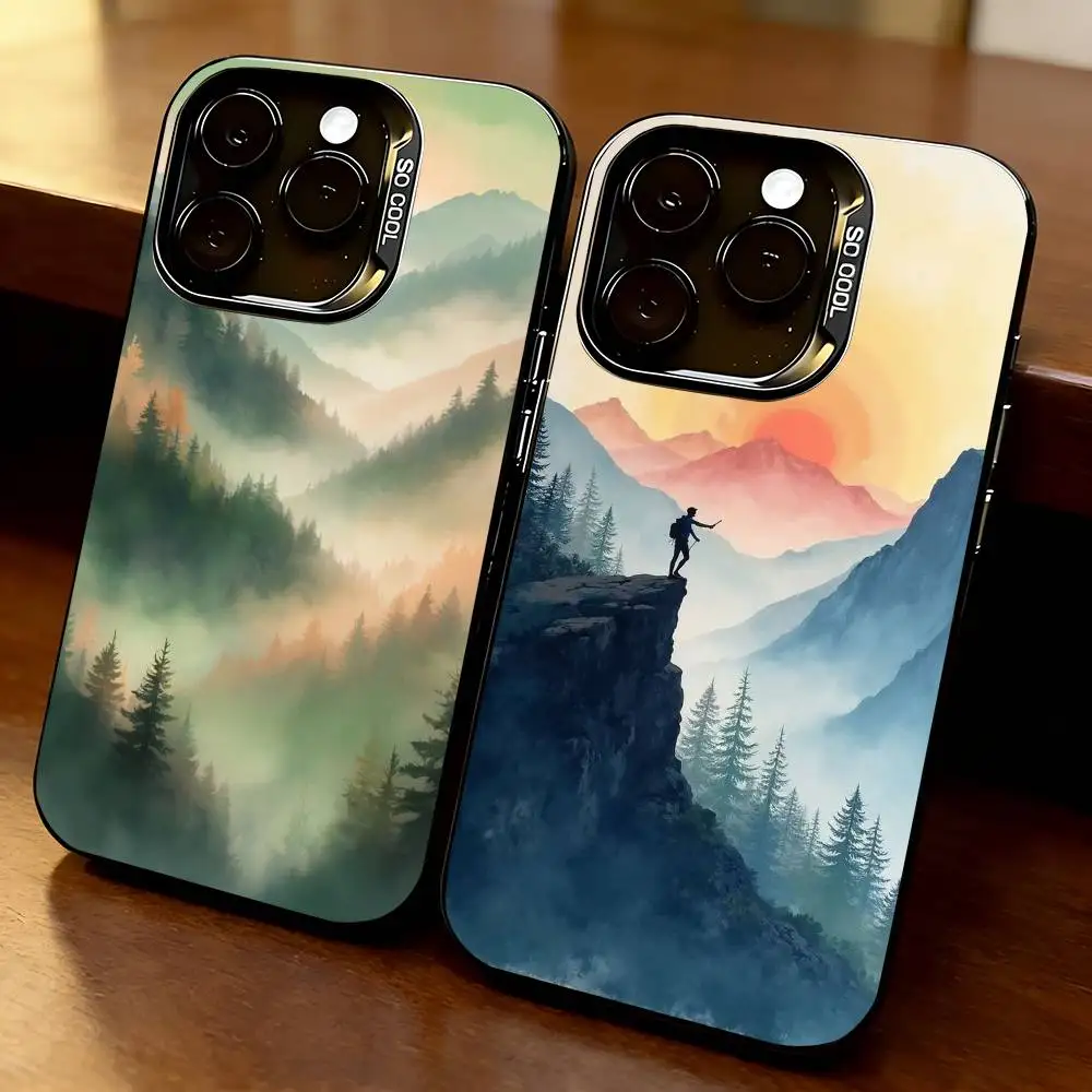 Mountain-n Forest-t Phone Case For iPhone 17,16,15,14,13,12,11 Plus,Pro Max,XS,Colorful Silver Black Cover