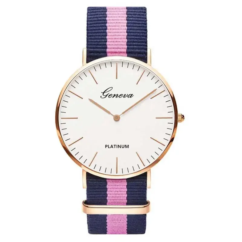 Promotieartikelen Geneva Horloge Vrouwen Ultradunne Horloges Nylon Band Kwarts Wrishorloges Dames Meisjes Studenten Mannen Sporthorloges