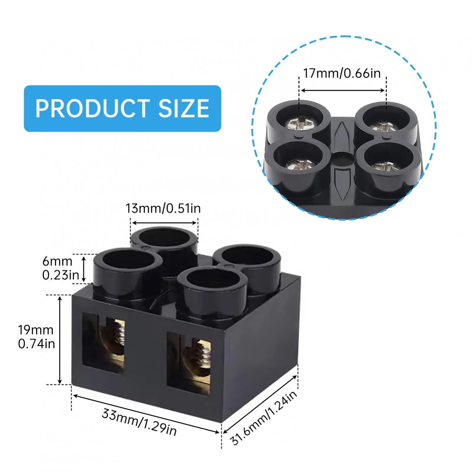 2pcs JX5-6002 60A Heavy Duty Terminal Block with Copper Components PC Plastic Housing High Current Terminal Socket