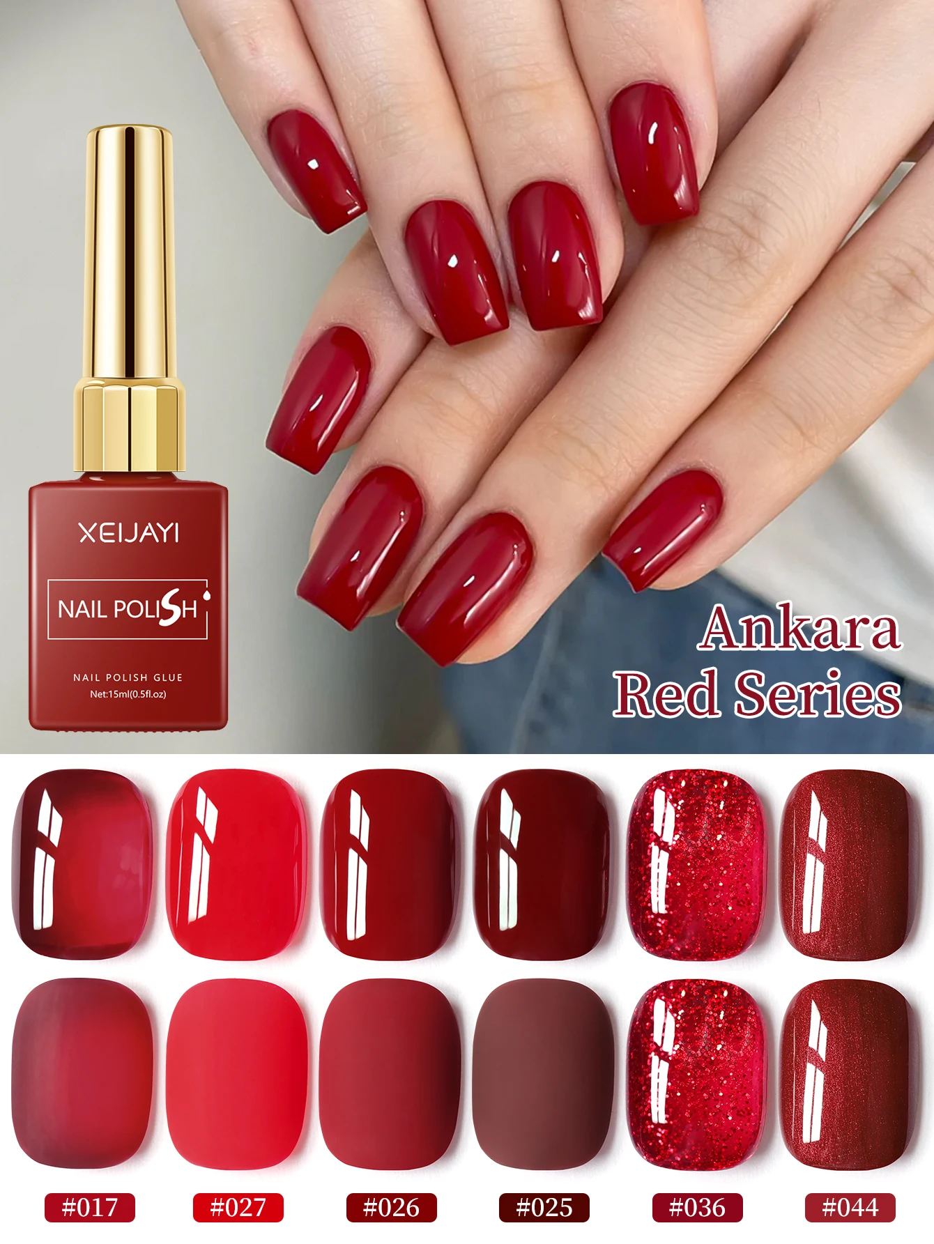 

XEIJAYI 6 шт. 15 мл Набор гель-лаков для ногтей Красный полуперманентный УФ-гель-лак Наборы Все для маникюрного набора Soak Off UV LED Vernis