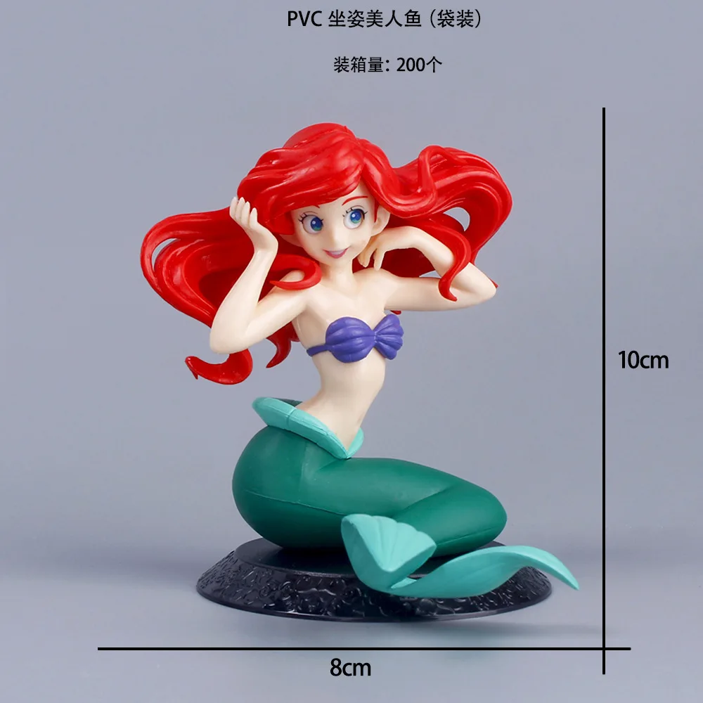 Figura de Ação da Princesa Sereia em PVC, Tema Oceano, Modelo Colecionável, Topper de Bolo, Decoração de Mesa para Casa, Ornamento para Festa de Aniversário Infantil