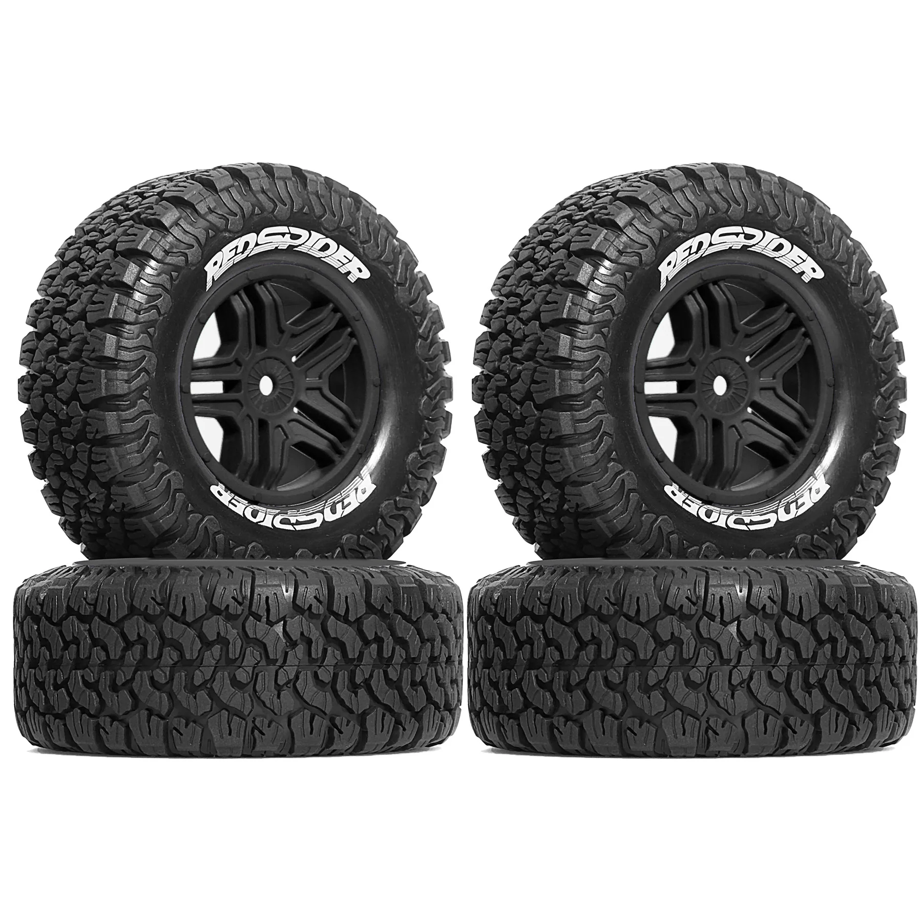 1/10 RC Short Course Truck Wheels and Tires (4PCS) Hex 12mm for 1/10 Traxxas Slash 2WD/4WD Losi Tenacity Redcat