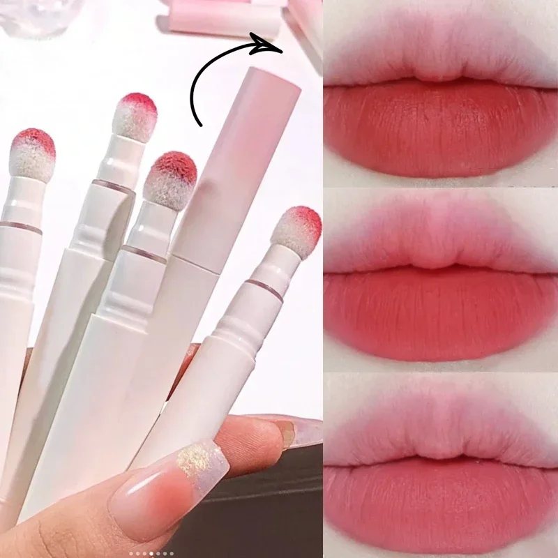 Fluffy Velvet Soft Liquid Lipstick Cream Waterproof Matte Nude Lip Gloss Pen Lasting Non-stick Cup Red Cheek Lips Tint Makeup