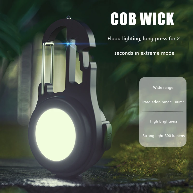 Linterna LED COB para exteriores, reflector multifuncional recargable por USB, llavero de luz de trabajo portátil magnética fuerte de emergencia