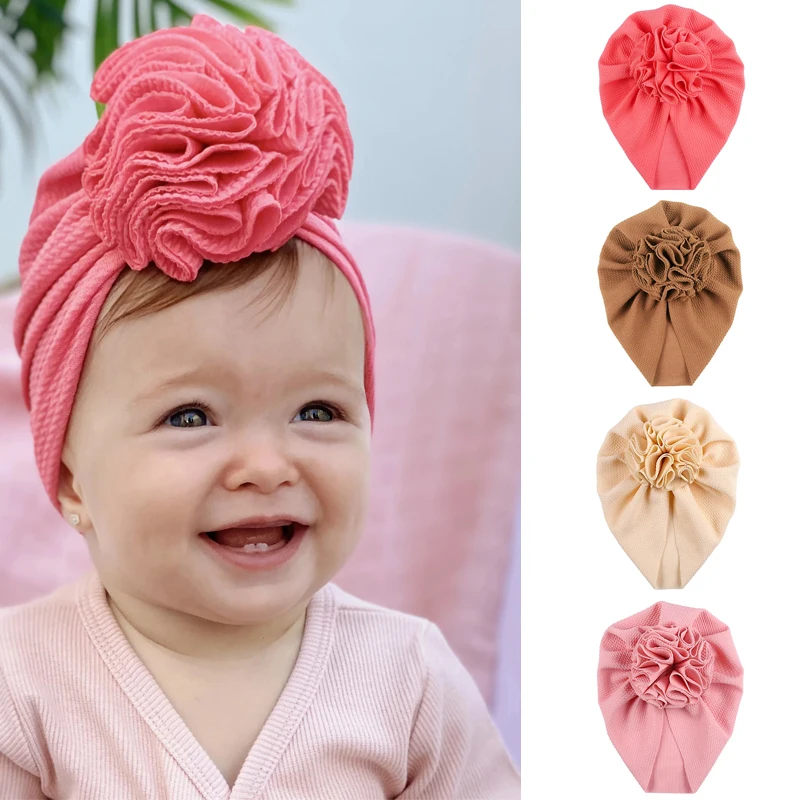 Cute Turban Baby Girl Cap Infant Toddler Baby Hat Turbans For Babies Girl Headband Flower Bonnet Hat Beanie Cap Hair Accessories