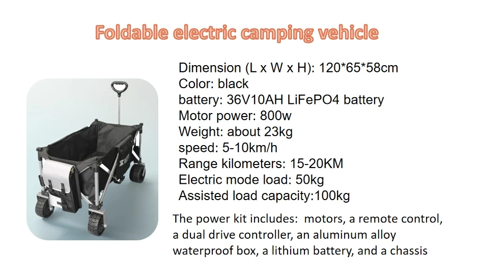 APP Control  Collapsible Electric Beach Trolley Cart Camping Folding Wagon Heavy Duty