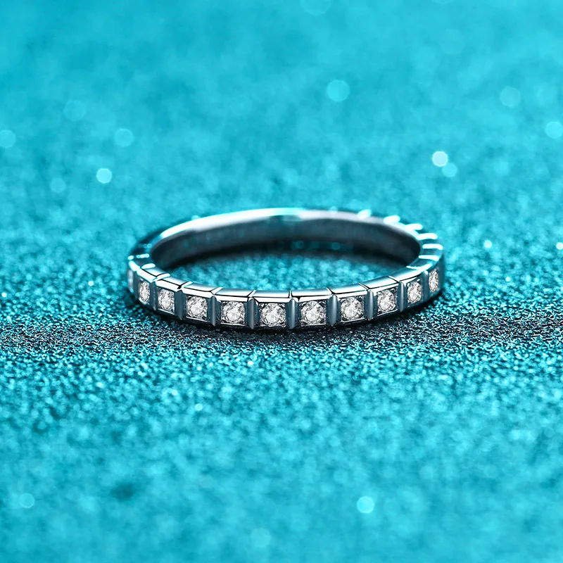 KyanGem Platinum PT950 diamond-studded Ring Women's Semi-circular Moissanite Tail Ring Small Ice Jewelry Ring