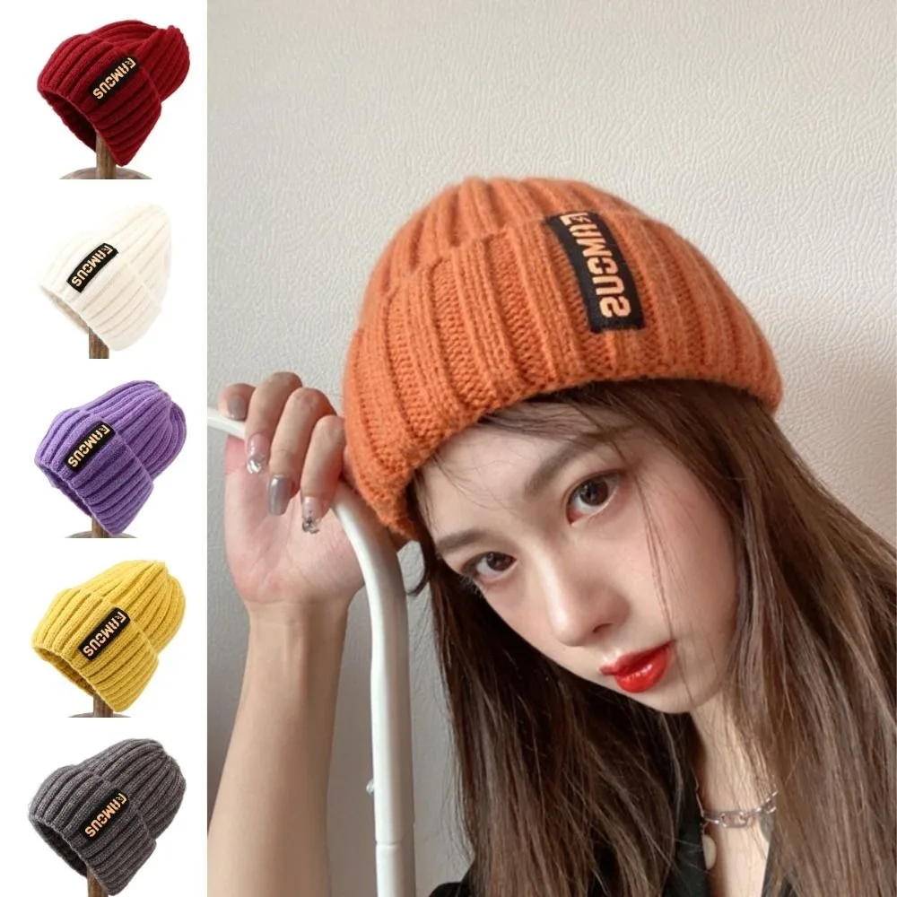

Fashion Long Label Knit Beanie Solid Color Soft Crochet Hat Sun Protection Crochet Design Warm Cap Winter Season