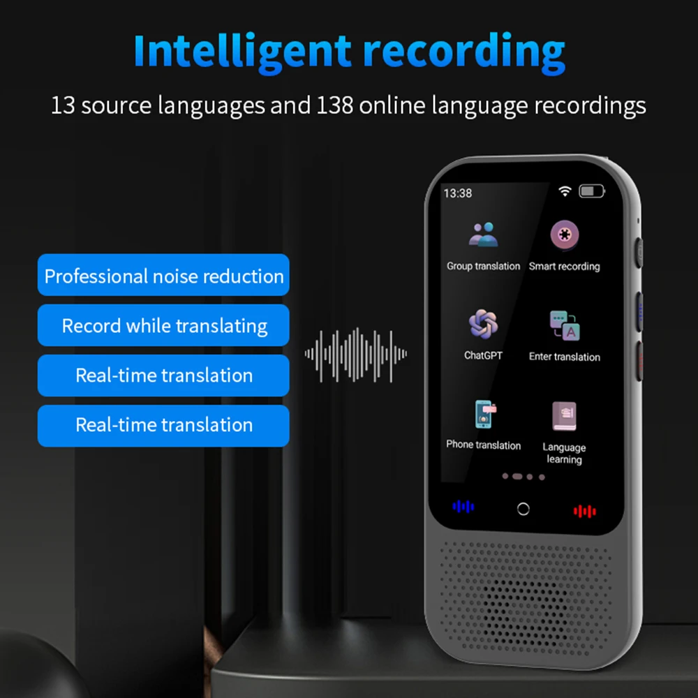 S80 Pro Portable Language Translator Device with 138 Languages Voice Translating 16 Offline Translation ChatGPT Function