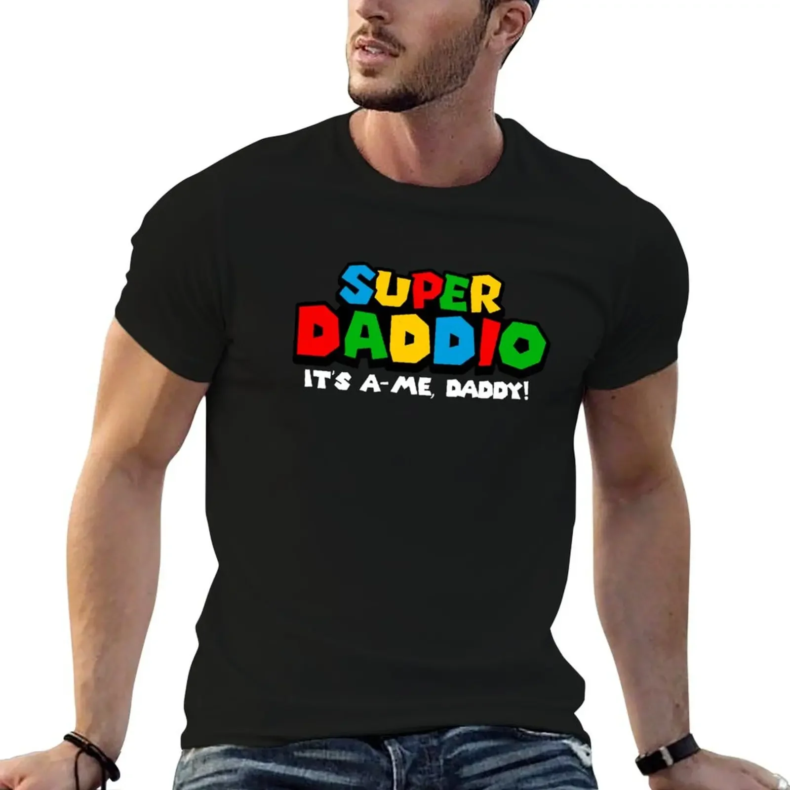 SUPER DADDIO - FATHER T-Shirt tops graphic tee shirt Short sleeve tee mens workout shirts