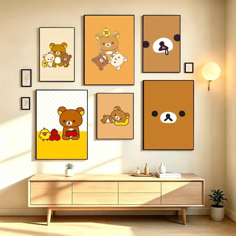 R-Rilakkuma Cute Japanese Kawaii  Poster High Quality Dorm Living Room Aesthetic Wall Decoration Painting Stickers Gift