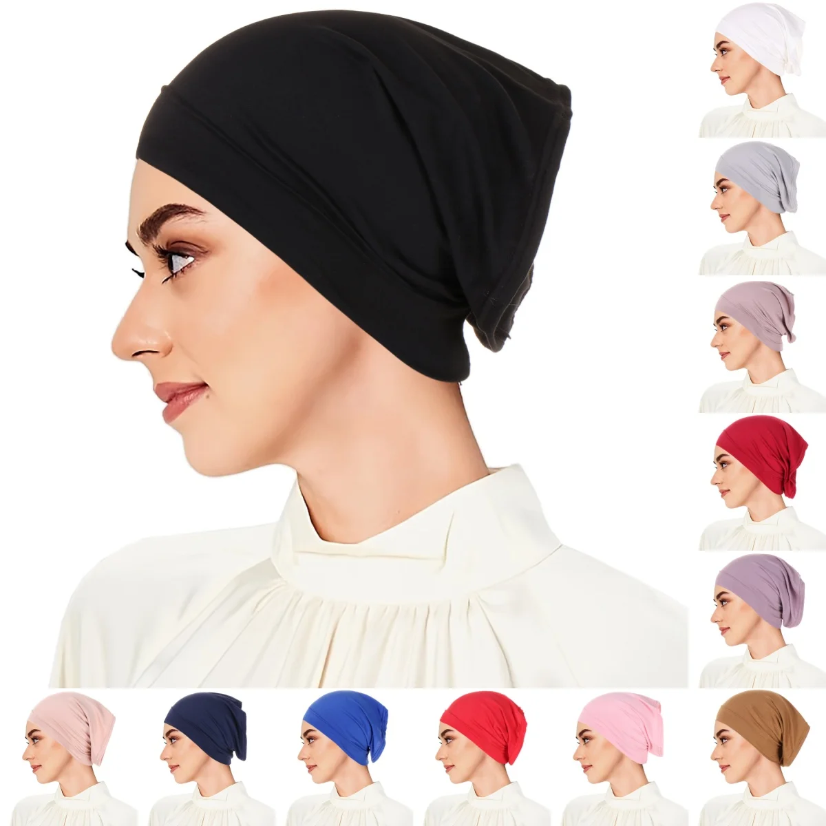 

Новая мусульманская подшапочка-тюрбан 2026 года, хиджаб, внутренняя шапка для женщин, шапка для химиотерапии, головной убор при выпадении волос, шапочка-бини, эластичный головной платок-повязка